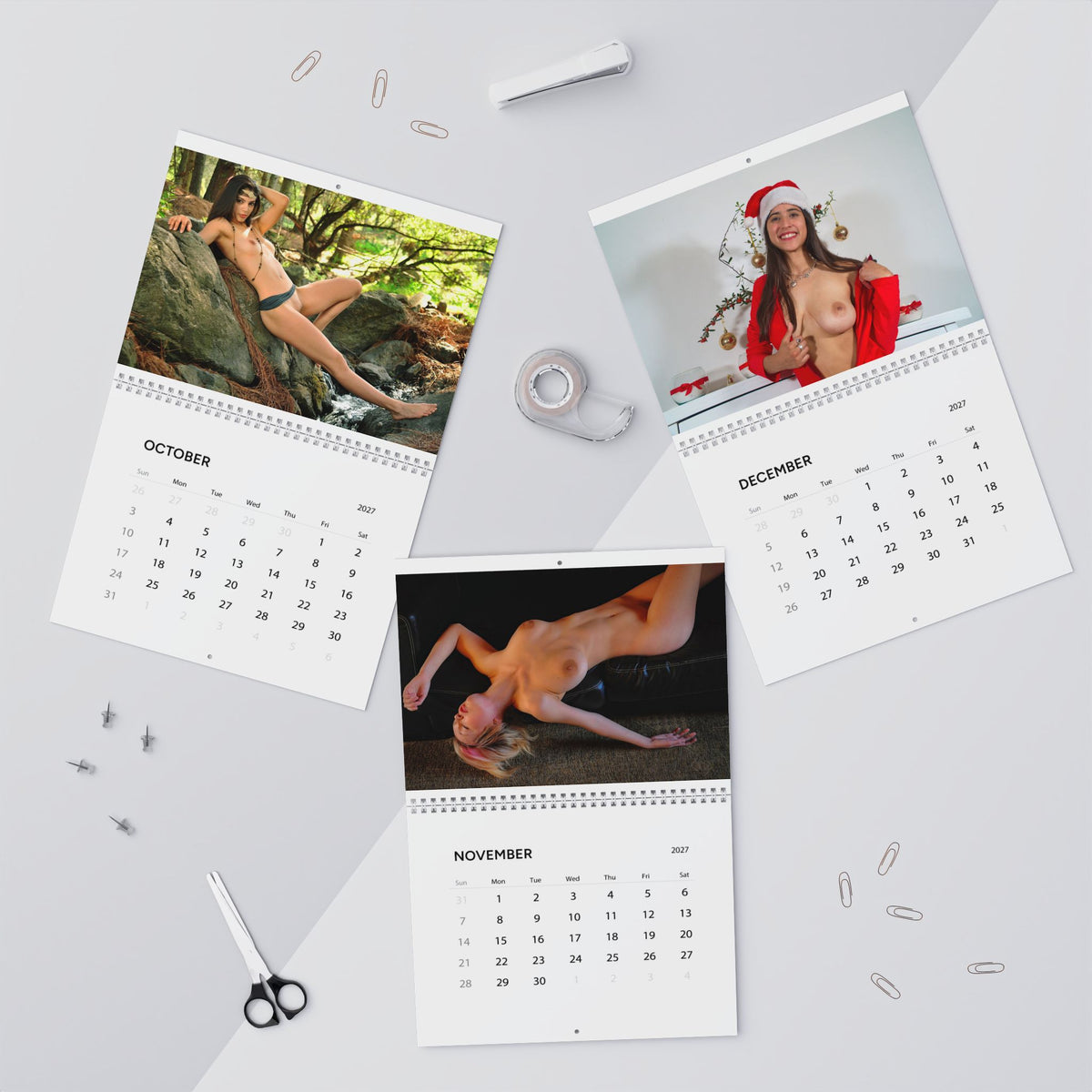 Adult Pinup Wall Calendar 2027 - 2 - Nude Glamour Monthly Calendar with 14 photos Color