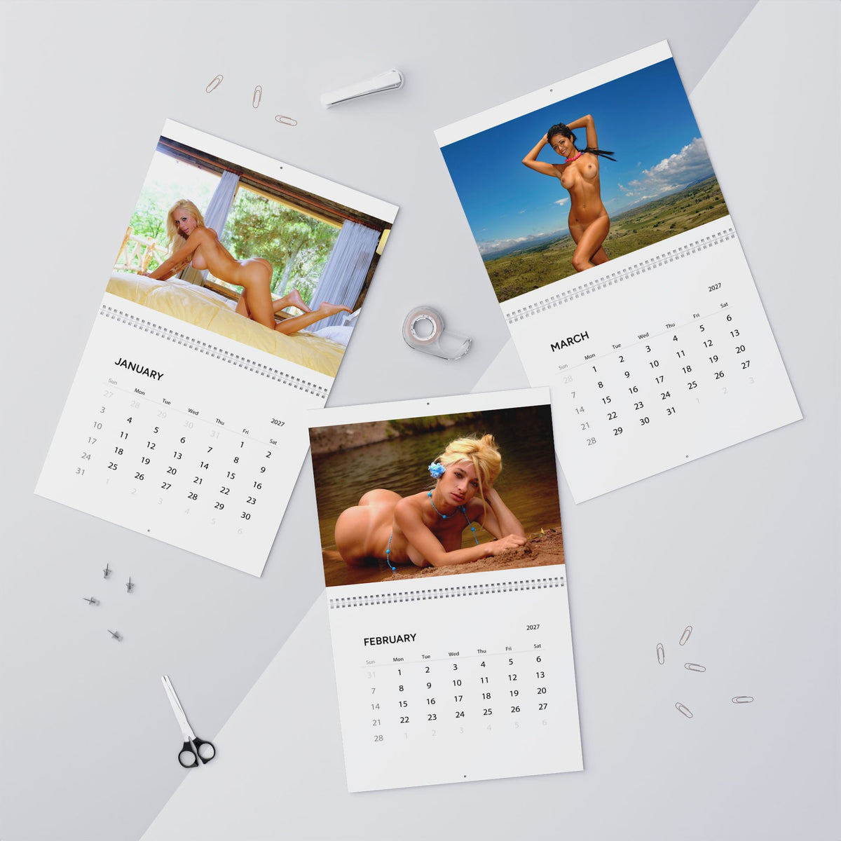 Adult Pinup Wall Calendar 2027 — Nude Glamour Monthly Calendar